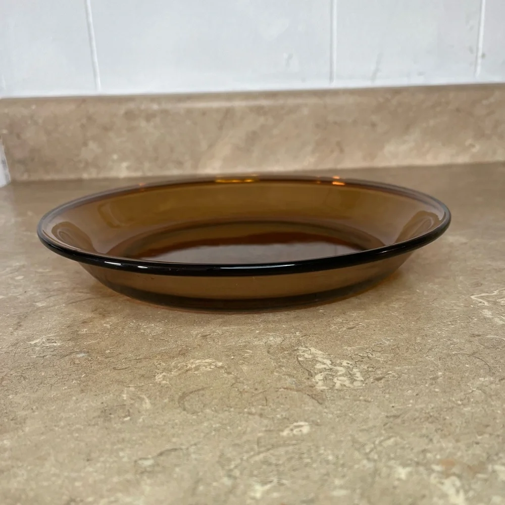 Vintage Anchor Hocking Amber Glass Pie Dish